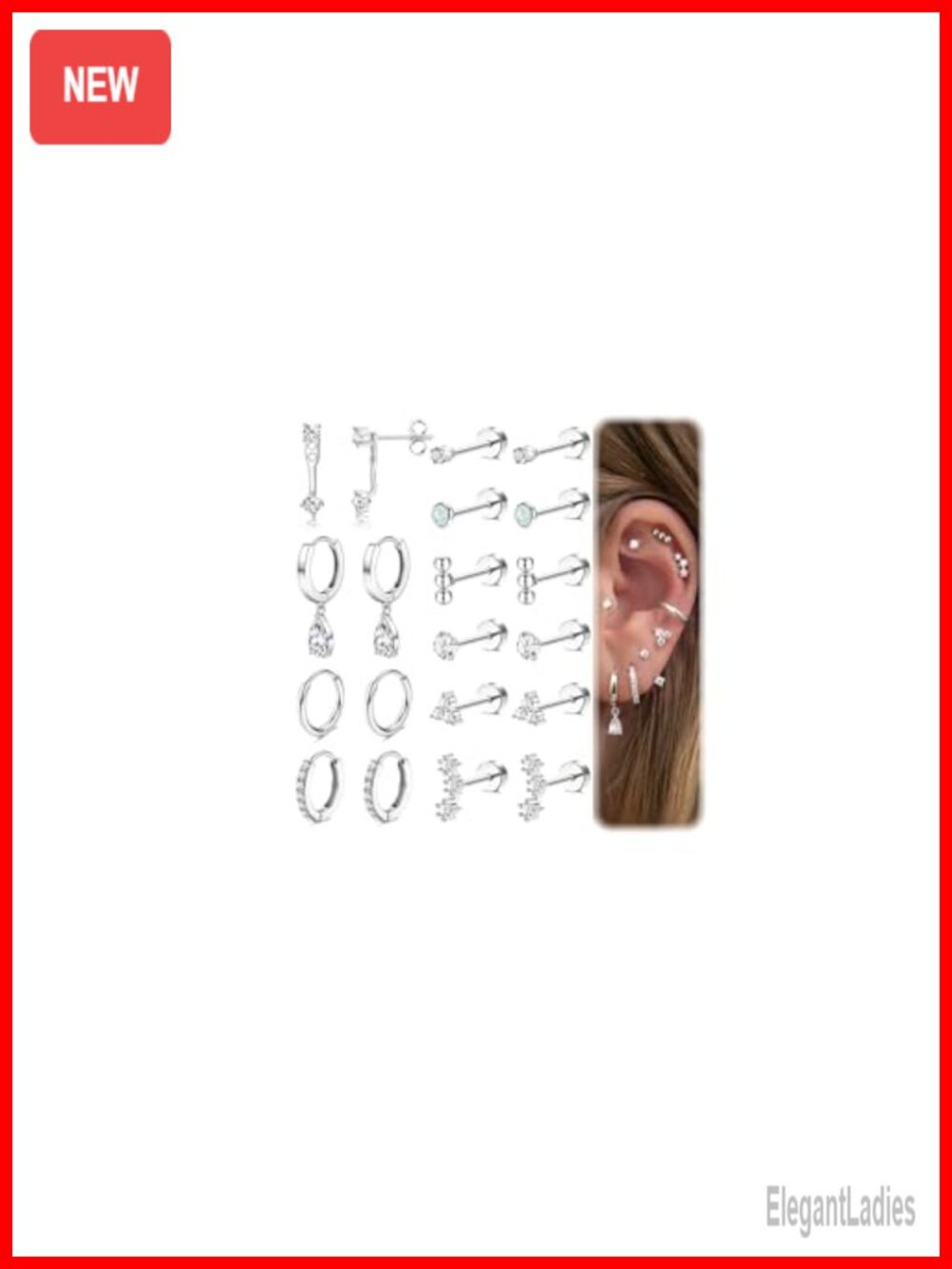 14K Gold Plated Hypoallergenic Flat Back Earrings Set Surgical Stainless Steel